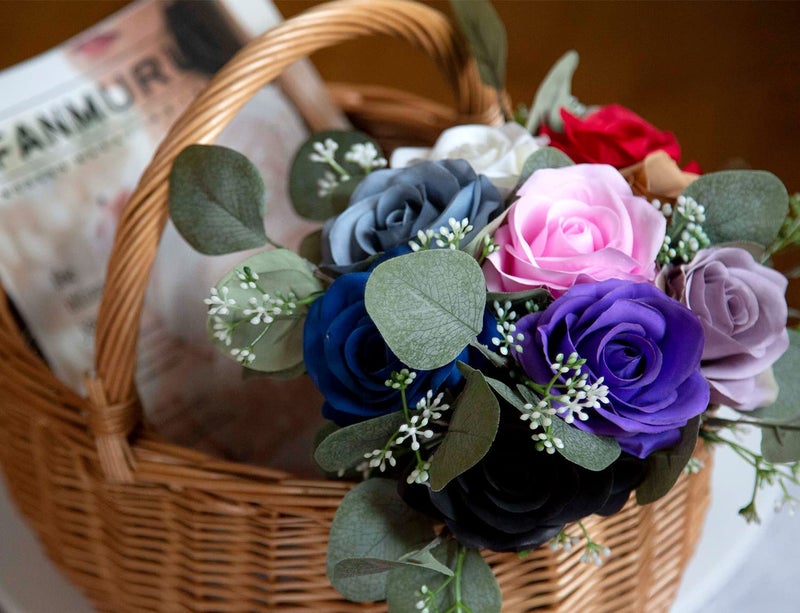 DuHouse 10pcs Fake Roses Artificial Silk Flowers Faux Rose Flower Long Stems Bouquet for Arrangement Wedding Centerpiece Party Home Kitchen Decor(Purple) - Image 5